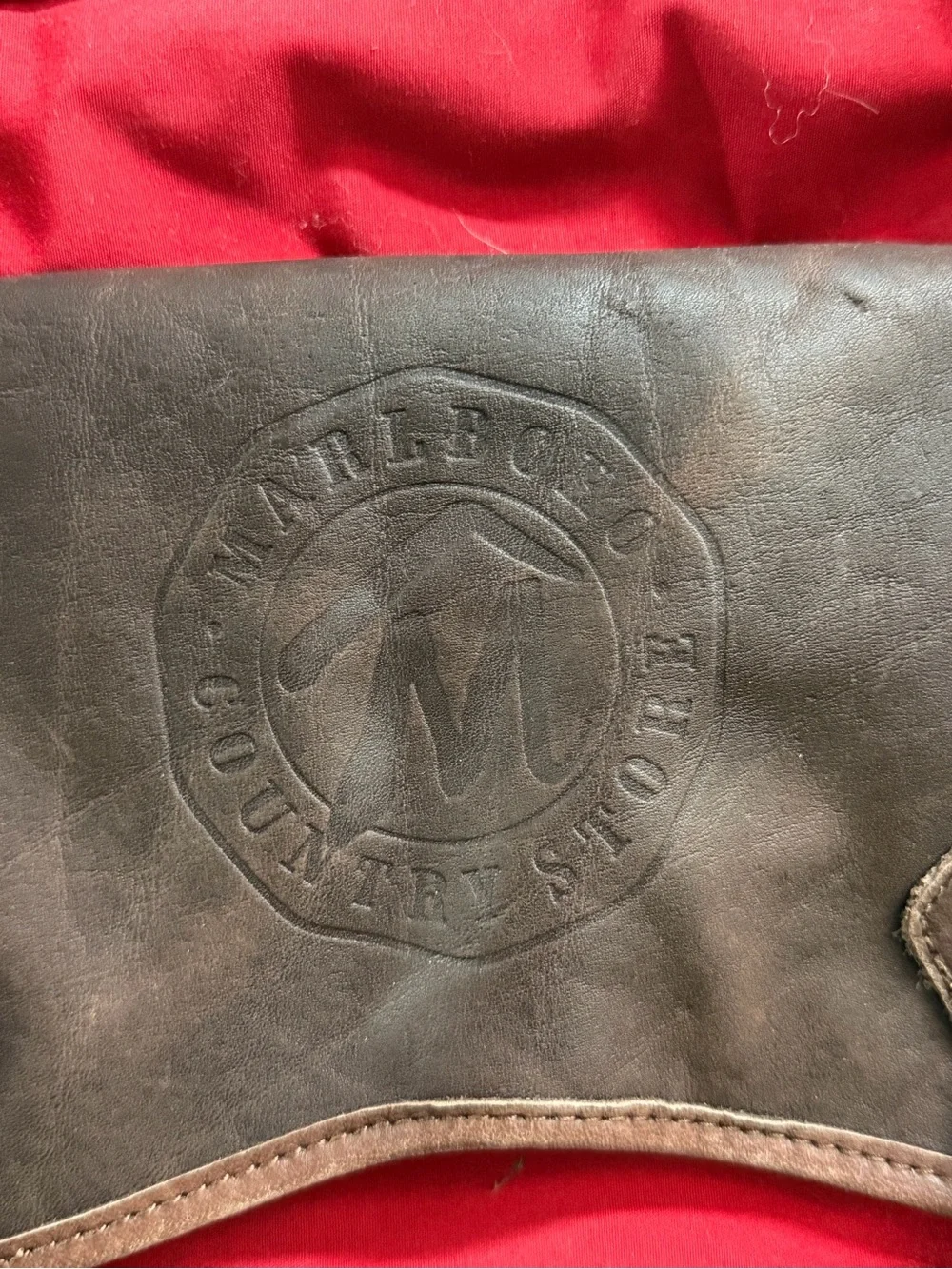 VTG Manhattan Portage Country Store Red Canvas Leather Duffel Travel Bag 22”